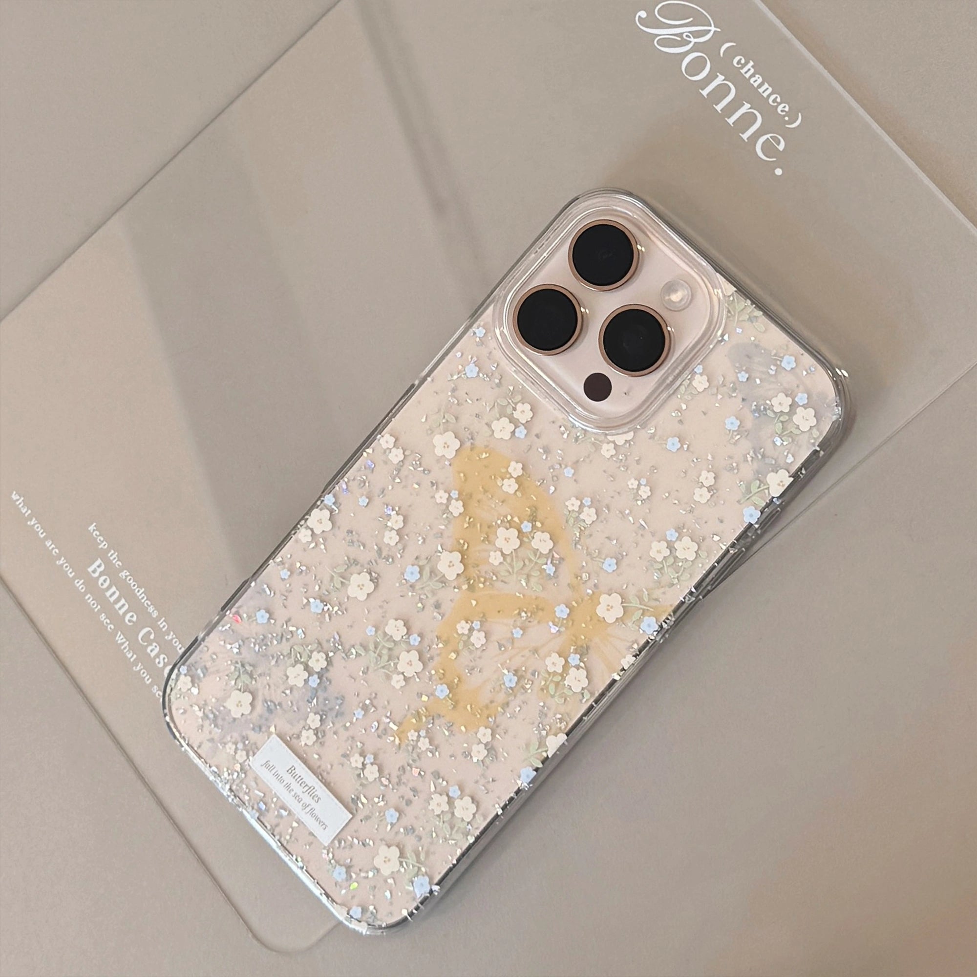 Yellow Butterflies & Blue Florals - iPhone Case